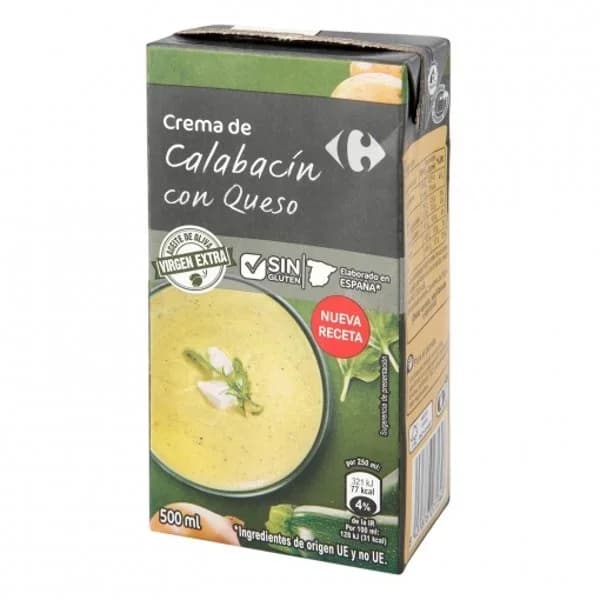 Crema de calabacín con queso Classic Carrefour sin gluten 500 ml. - 0.5 l - Imagen del producto en Findit