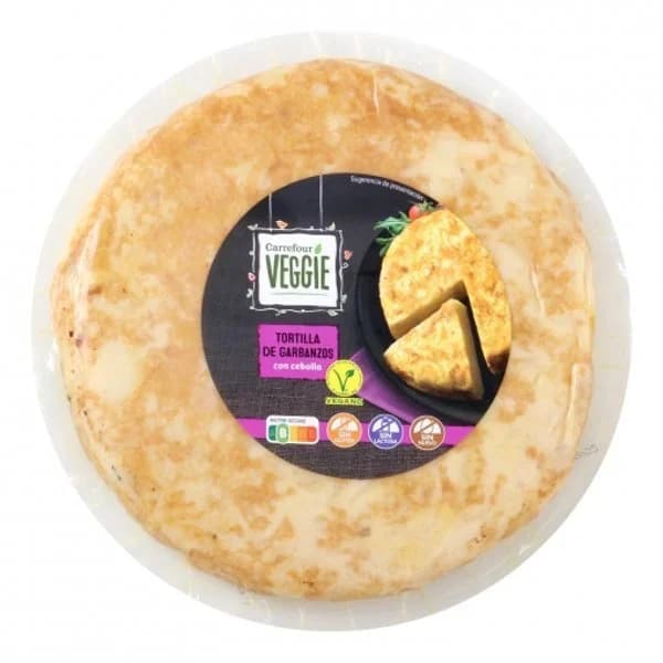 Tortilla de garbanzos con cebolla Carrefour Veggie sin gluten sin lactosa 500 g. - 0.5 kg - Imagen del producto en Findit