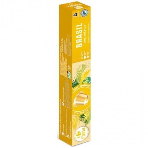 Café cápsulas Brasil Carrefour Extra compatible con Nespresso 10 ud. - 9.83 ud - Imagen del producto en Findit