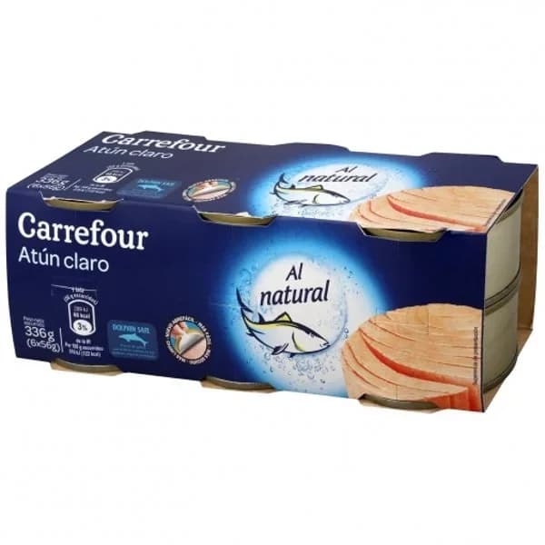 Atún claro al natural Carrefour pack de 6 latas de 56 g. - 0.34 kg - Imagen del producto en Findit