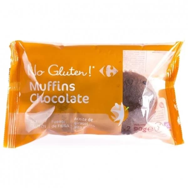 Muffins chocolate Carrefour No Gluten sin gluten 90 g. - 0.09 kg - Imagen del producto en Findit