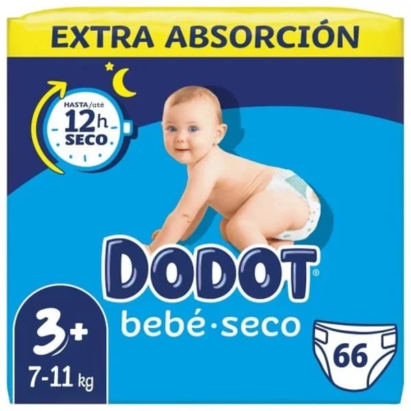 Pañales Dodot bebé-seco T3+ (7-11 kg) 66 ud. - 1 ud - Imagen del producto en Findit