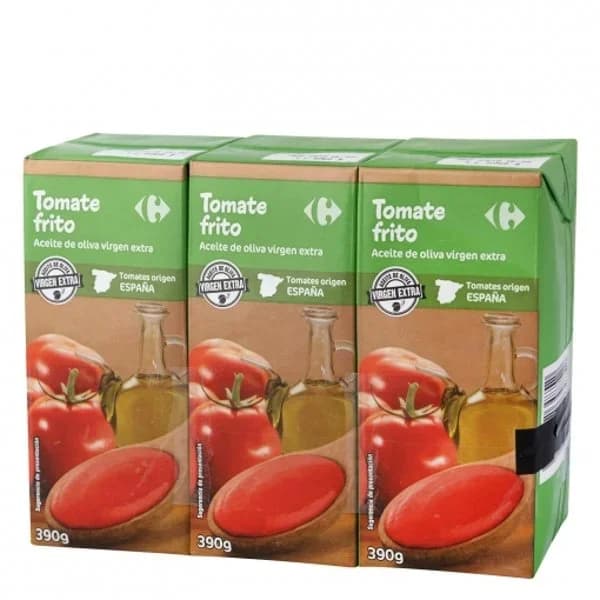 Tomate frito con aceite de oliva virgen extra Carrefour pack de 3 briks de 390 g. - 1.17 kg - Imagen del producto en Findit