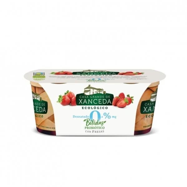 Yogur desnatado con fresas ecológico Casa Grande de Xanceda sin gluten pack de 2 unidades de 125 g. - 0.25 kg - Imagen del producto en Findit