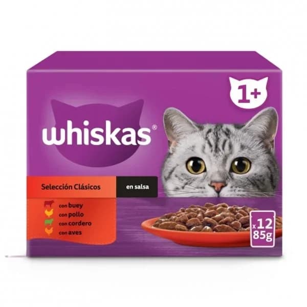 Comida húmeda de carnes para gato adulto Whiskas 12x85 g - 1.02 kg - Imagen del producto en Findit