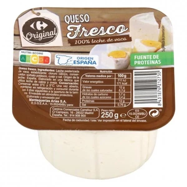 Queso fresco tradicional Carrefour 250 g. - 0.25 kg - Imagen del producto en Findit