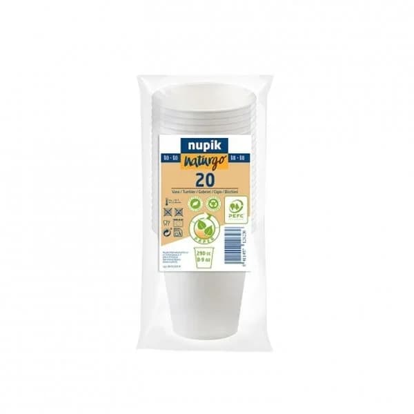 Set de 20 Vasos Cartón NUPIK Naturgo 290 cc - Blanco - 20.33 ud - Imagen del producto en Findit