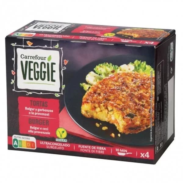 Burger bulgur y garbanzos a la provenzal Carrefour Veggie 400 g. - 0.4 kg - Imagen del producto en Findit