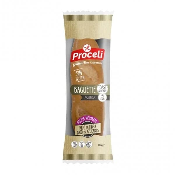 Baguette rústica sin gluten PROCELI, paquete 120 g - 0.12 kg - Imagen del producto en Findit