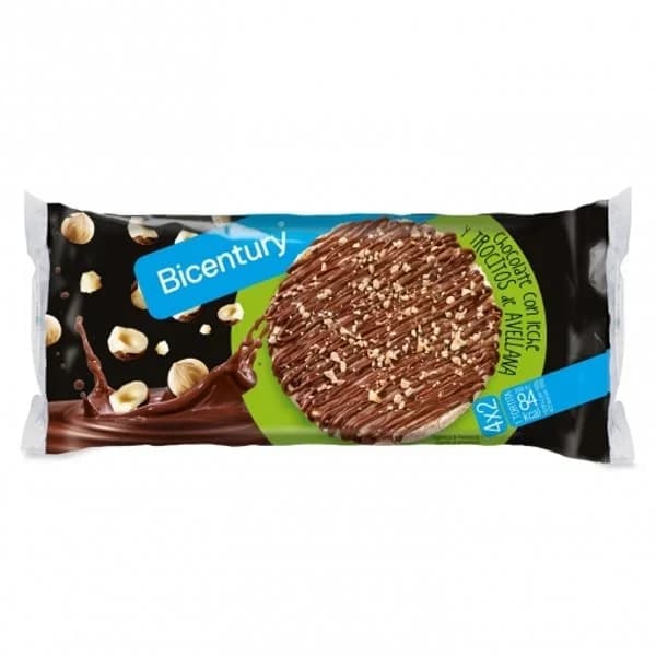 Tortitas de arroz-chocolate-avellana BICENTURY, paquete 141,6 g - 0.14 kg - Imagen del producto en Findit