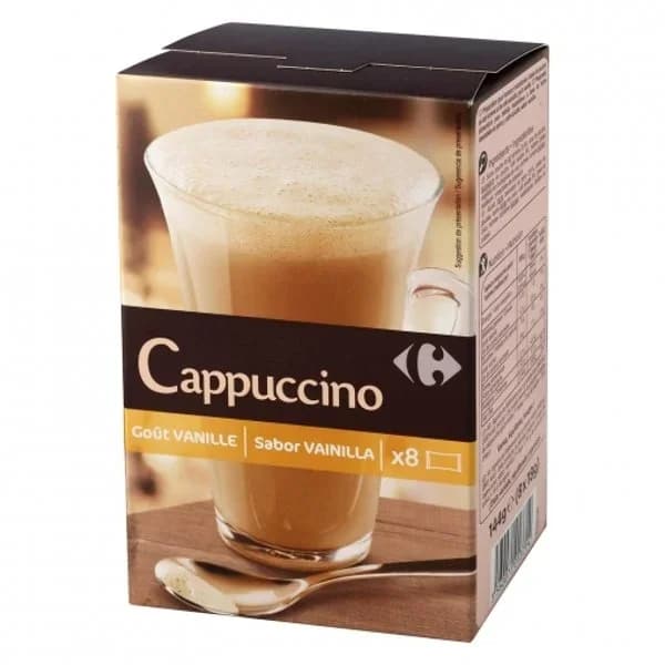 Café soluble cappuccino vainilla en sobres Carrefour 8 unidades de 18 g. - 0.14 kg - Imagen del producto en Findit