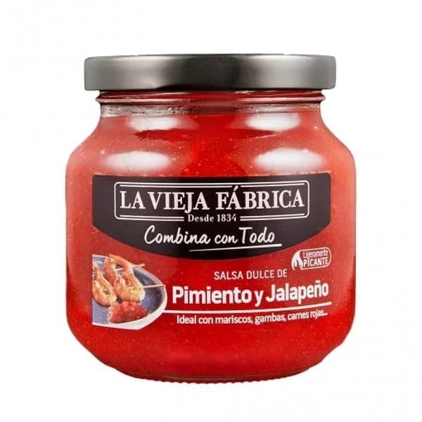 Salsa dulce de pimiento y jalapeños La Vieja Fábrica sin gluten tarro 290 g. - 0.28 kg - Imagen del producto en Findit
