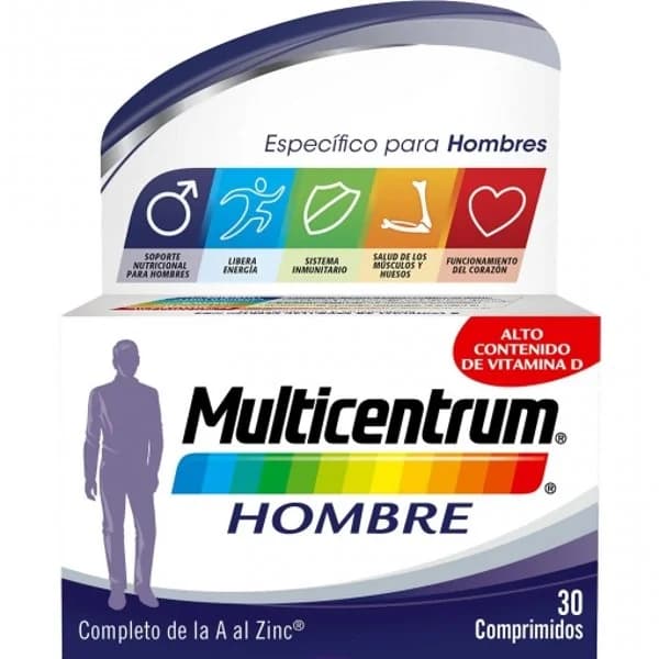 Multivitamínico y multimineral en comprimidos Hombre Multicentrum sin gluten 30 ud. - 0.04 kg - Imagen del producto en Findit
