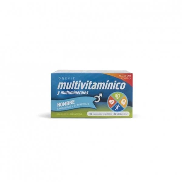 Multivitamínico y multiminerales hombre en cápsulas Onevit sin gluten y sin lactosa 45 ud. - 0.03 kg - Imagen del producto en Findit