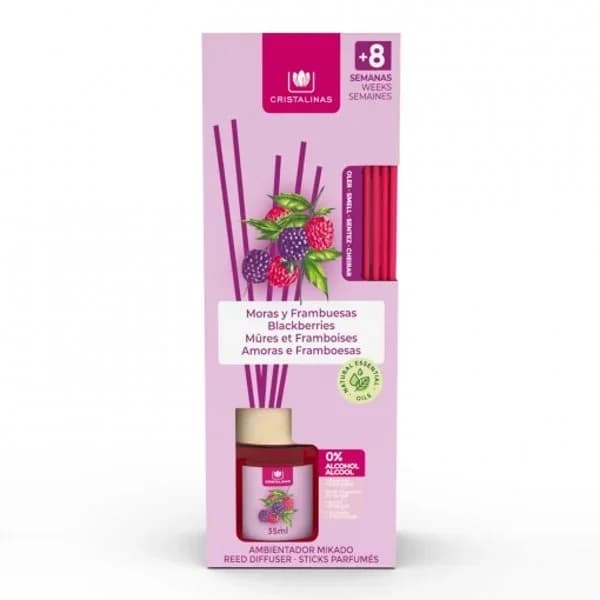 Ambientador de varillas moras y frambuesas Cristalinas 35 ml. - 1 ud - Imagen del producto en Findit