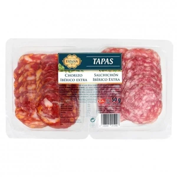 Tapas de chorizo ibérico España e Hijos sin gluten 25 g. + salchichón ibérico España e Hijos sin gluten 25 g. - 1 ud - Imagen del producto en Findit