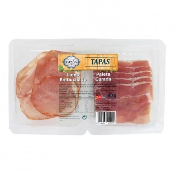 Tapas de Lomo Embuchado España e Hijos sin gluten 20 g + Paleta Curada España e Hijos sin gluten 20 g - 1 ud - Imagen del producto en Findit
