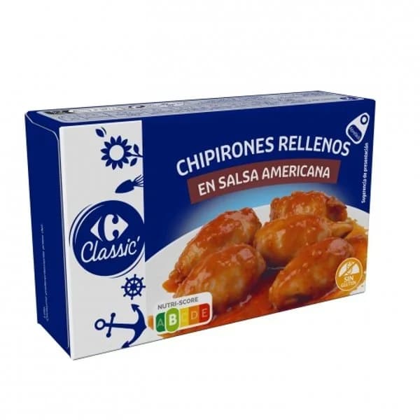 Chipirones rellenos en salsa americana Classic Carrefour sin gluten 72 g. - 0.07 kg - Imagen del producto en Findit