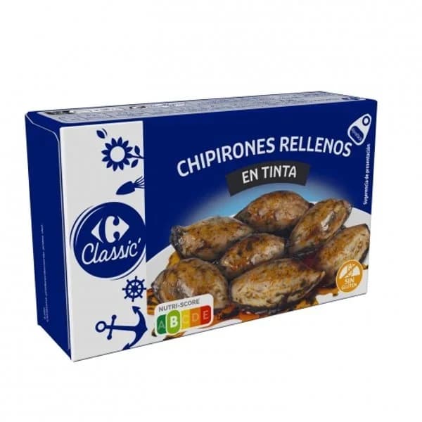 Chipirones rellenos en tinta Classic Carrefour sin gluten 75 g. - 0.07 kg - Imagen del producto en Findit