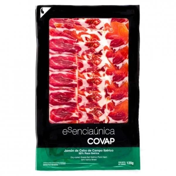 Jamón de Cebo Ibérico de Campo 50% Raza Ibérica Esencia Única Covap 120 g - 0.12 kg - Imagen del producto en Findit