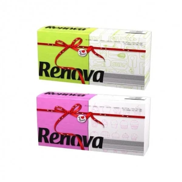 Set de  Servilletas  1 capa de Celulosa RENOVA Red Label 140pz - Color y Decoradas - 1 ud - Imagen del producto en Findit