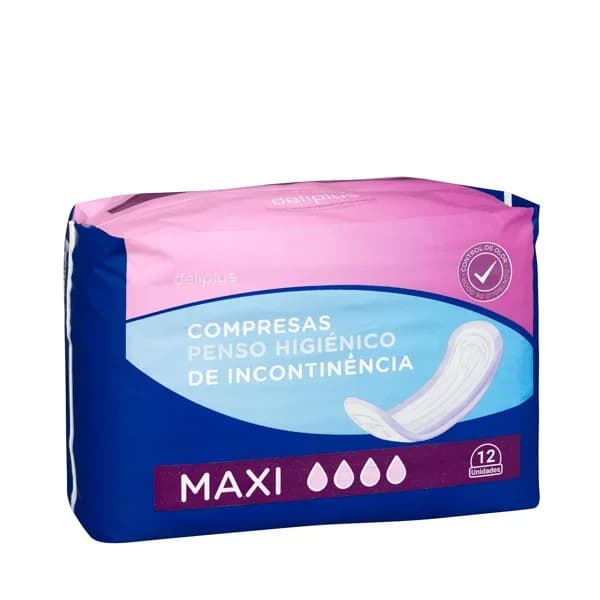 Compresa sin alas de incontinencia Deliplus Maxi - 11.98 ud - Imagen del producto en Findit