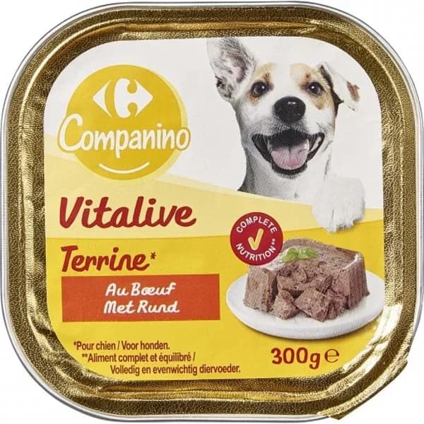 Comida húmeda de buey para perro adulto Carrefour 300 g. - 0.3 kg - Imagen del producto en Findit
