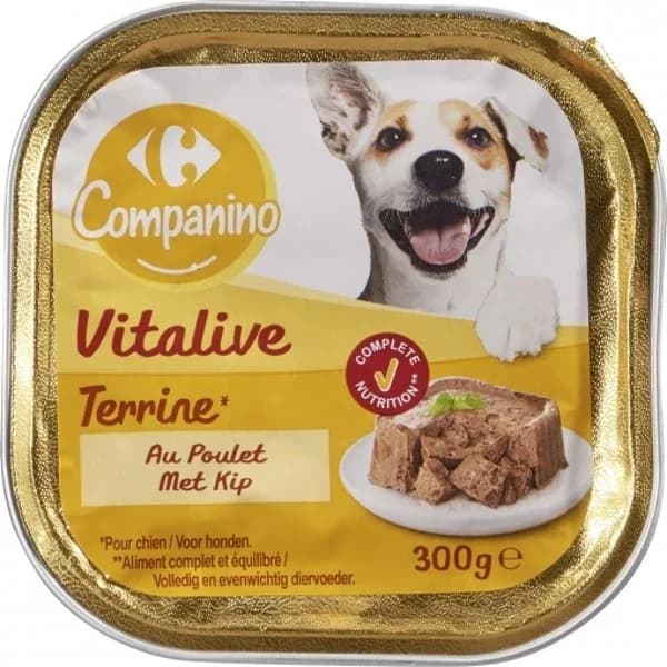 Comida húmeda de pollo para perros adultos Carrefour 300 g. - 0.3 kg - Imagen del producto en Findit