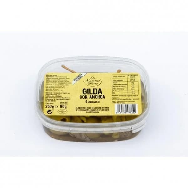 Gildas con anchoa De Nuestra Tierra sin gluten y sin lactosa 90 g. - 0.1 kg - Imagen del producto en Findit