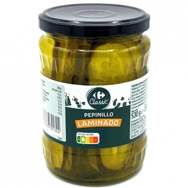 Pepinillos laminados agridulces Classic Carrefour 290 g. - 0.29 kg - Imagen del producto en Findit