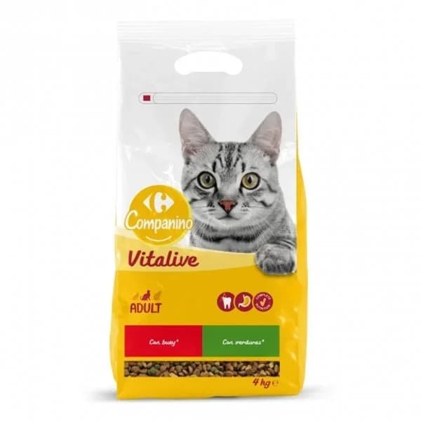 Pienso de buey y verduras para gatos Carrefour 4 kg - 1 ud - Imagen del producto en Findit