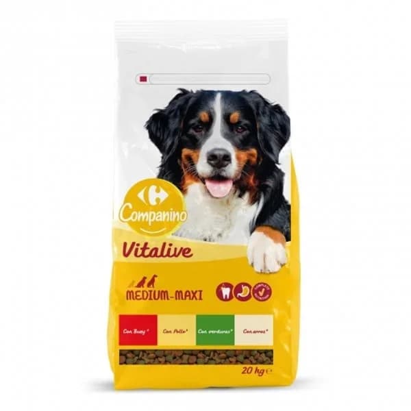 Pienso con carne, arroz y verduras para perros mediano y grandes  Carrefour 20 kg - 1 ud - Imagen del producto en Findit