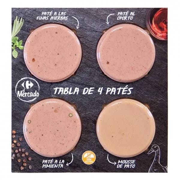 Tabla de patés Carrefour El Mercado sin gluten pack de 4 unidades de 50 g - 0.2 kg - Imagen del producto en Findit