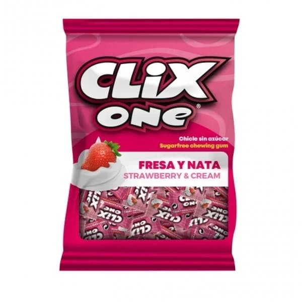 Chicles de fresa y nata Clix One sin gluten y sin azúcar 50 g. - 0.05 kg - Imagen del producto en Findit