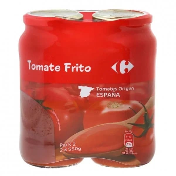 Tomate frito Carrefour sin gluten pack de 2 tarros de 550 g. - 1.1 kg - Imagen del producto en Findit