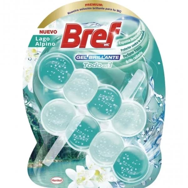 Colgador WC lago alpino Gel Brillante Todo en 1 Bref 2 ud. - 0.08 kg - Imagen del producto en Findit