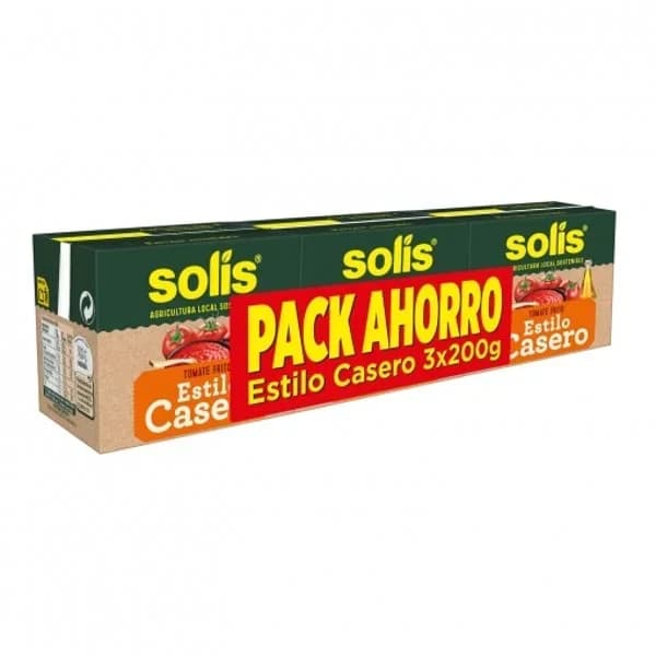 Tomate frito estilo casero Solis sin gluten pack de 3 briks de 200 g. - 0.6 kg - Imagen del producto en Findit