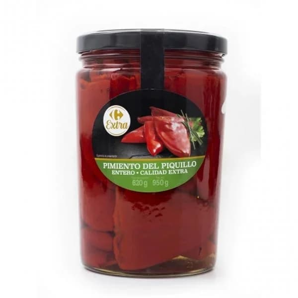 Pimiento del piquillo entero Extra Carrefour 620 g. - 0.62 kg - Imagen del producto en Findit