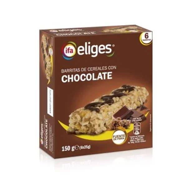 Barritas de cereales con chocolate 6 unidades - 0.15 kg - Imagen del producto en Findit