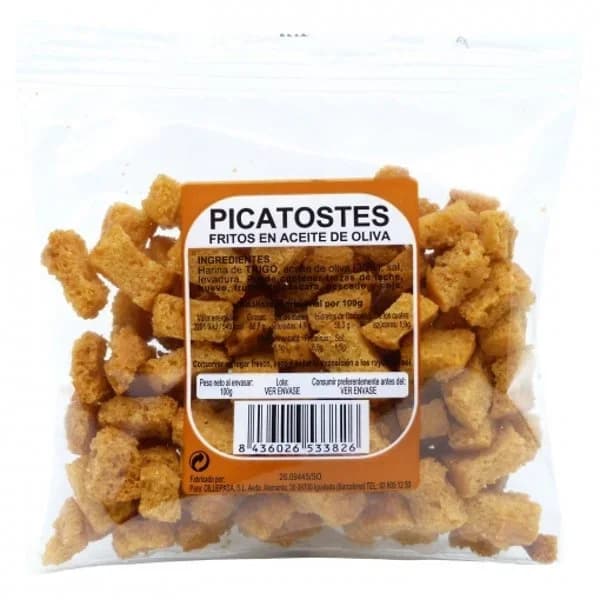 Picatostes de pan fritos en aceite de oliva 100 g - 0.1 kg - Imagen del producto en Findit