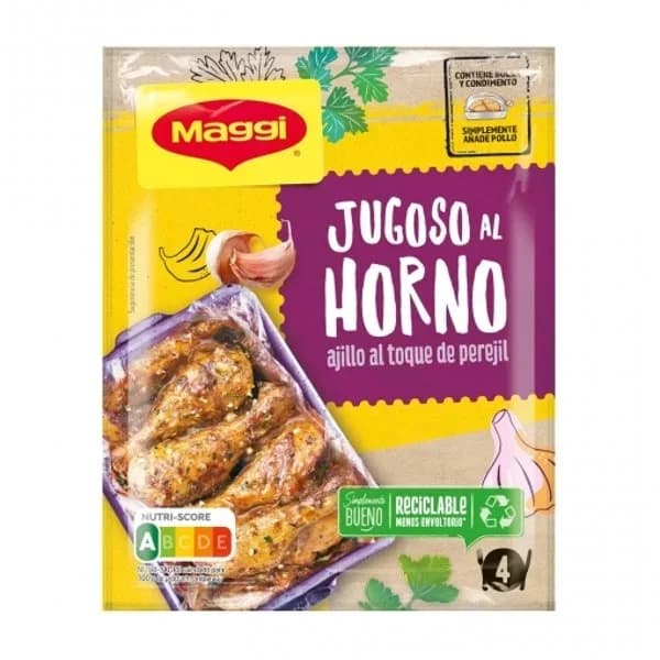 Sazonador para pollo sabor ajillo con toque de perejil Jugoso al Horno Maggi 36 g. - 0.04 kg - Imagen del producto en Findit