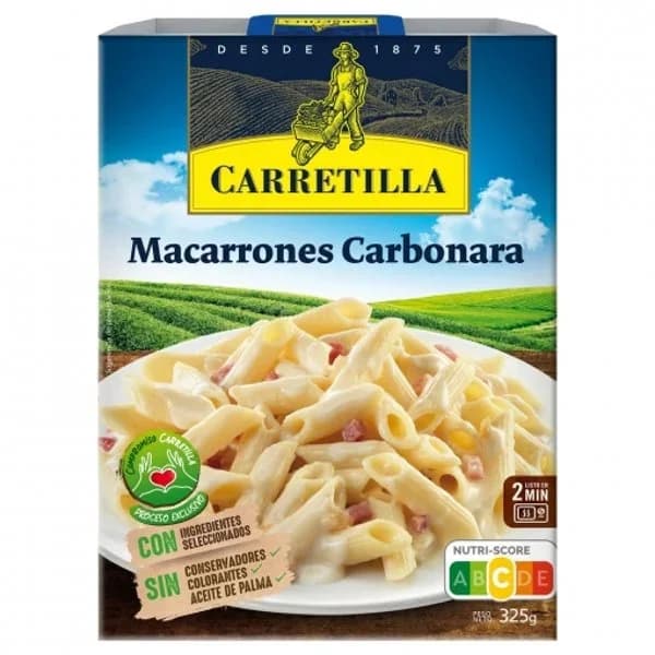 Macarrones a la carbonara CARRETILLA, bandeja 325 g - 0.33 kg - Imagen del producto en Findit