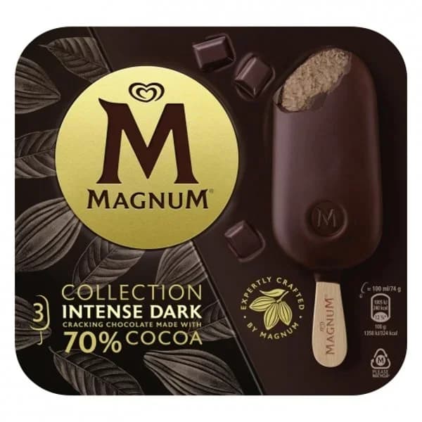Bombón Intense Dark MAGNUM, 3 unid., caja 222 g - 0.22 kg - Imagen del producto en Findit