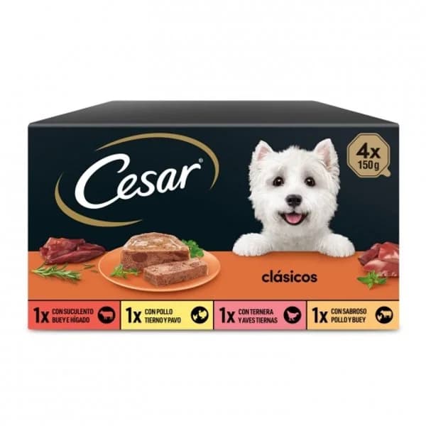 Comida húmeda selección clásicos para perro Cesar pack de 4 unidades de 150 g. - 0.6 kg - Imagen del producto en Findit