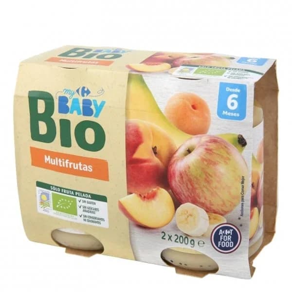 Tarrito multifrutas Ecológica Carrefour Baby Bio desde 6 meses pack de 2 unidades de 200 g. - 0.4 kg - Imagen del producto en Findit