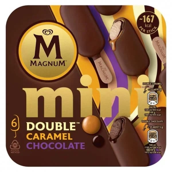 Mini bombón helado chocolate y caramelo Double Magnum 6 ud. - 6.01 ud - Imagen del producto en Findit