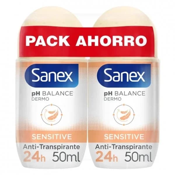 Desodorante sensitive SANEX,  roll on, pack 2x50 ml - 0.1 l - Imagen del producto en Findit