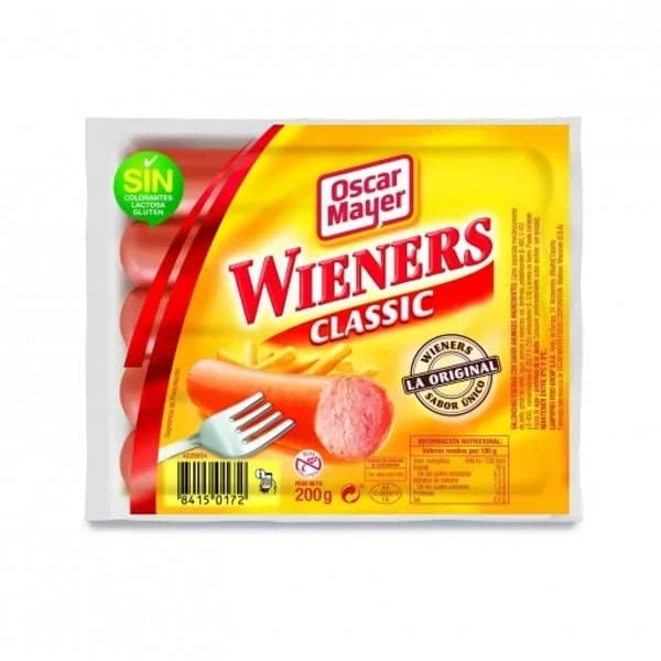 Salchichas classic Wieners Oscar Mayer sin gluten 200 g. - 0.2 kg - Imagen del producto en Findit