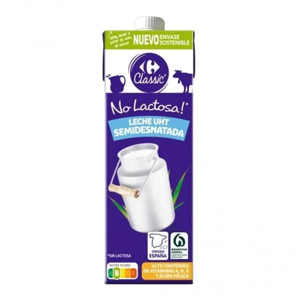 Leche semidesnatada Carrefour sin lactosa brik 1 l. - 1 l - Imagen del producto en Findit