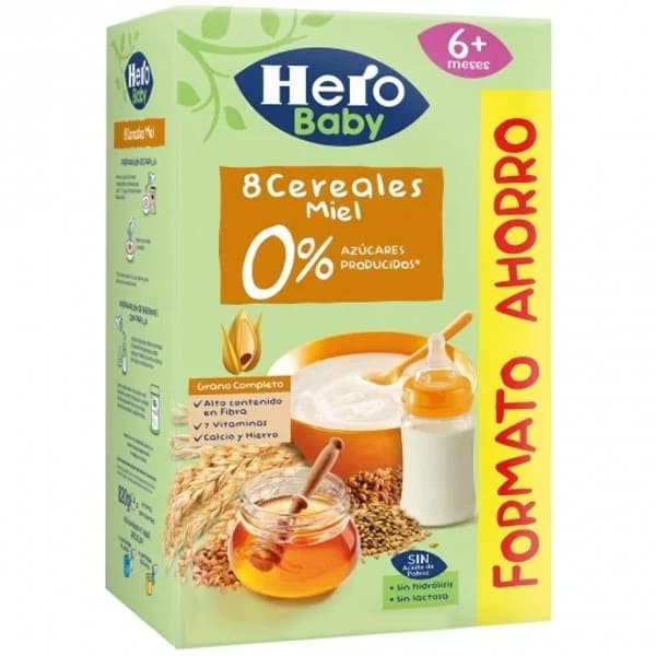 Papilla 8 cereales con miel HERO, caja 820 g - 1 ud - Imagen del producto en Findit